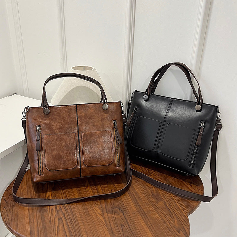 Retro Tate Bag Black Brown Durable Premium