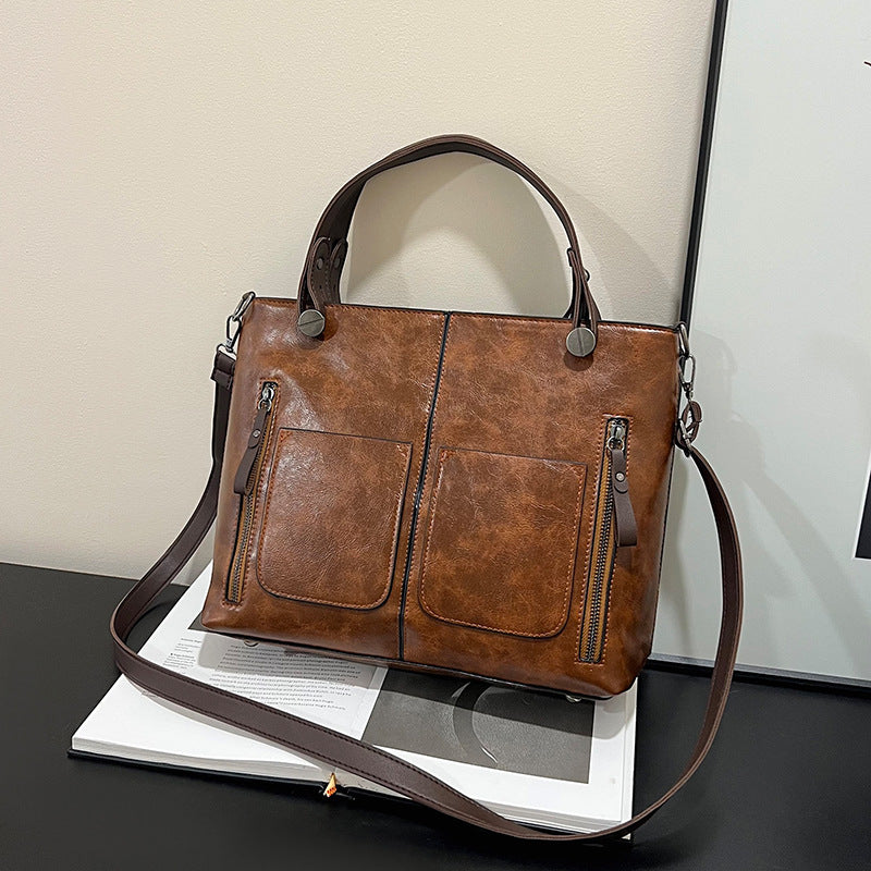 Retro Tate Bag Black Brown Durable Premium