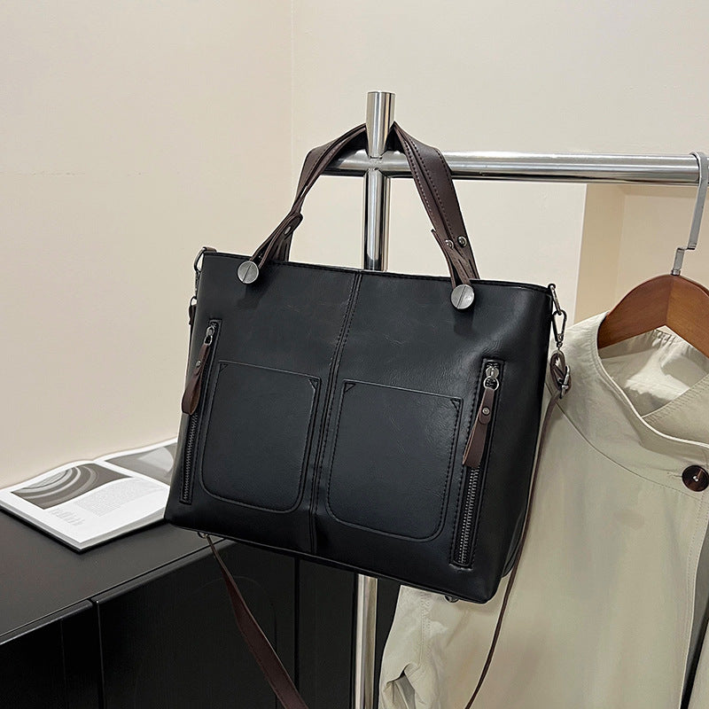 Retro Tate Bag Black Brown Durable Premium