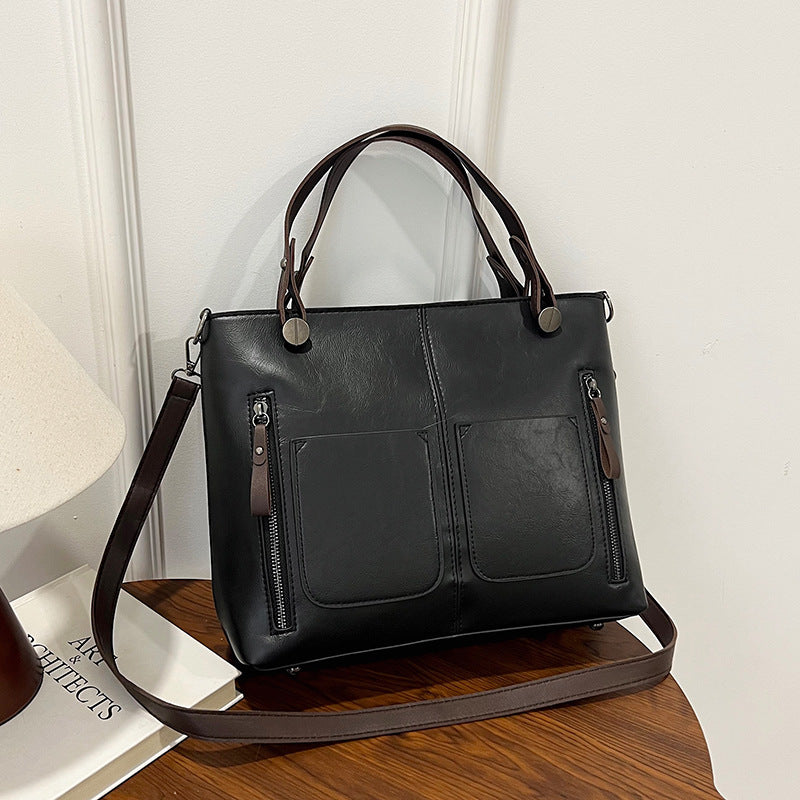 Retro Tate Bag Black Brown Durable Premium